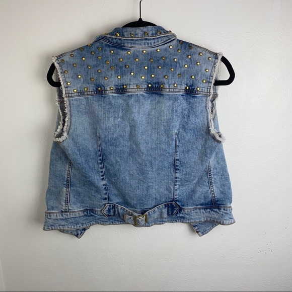 Vintage y2K Romeo & Juliet Couture Gold Studded Denim Vest - Picture 5 of 6